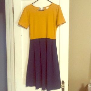 L yellow(golden) and blue LuLaRoe  dress
